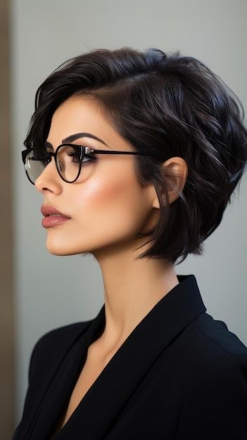 Short hair style for glasses