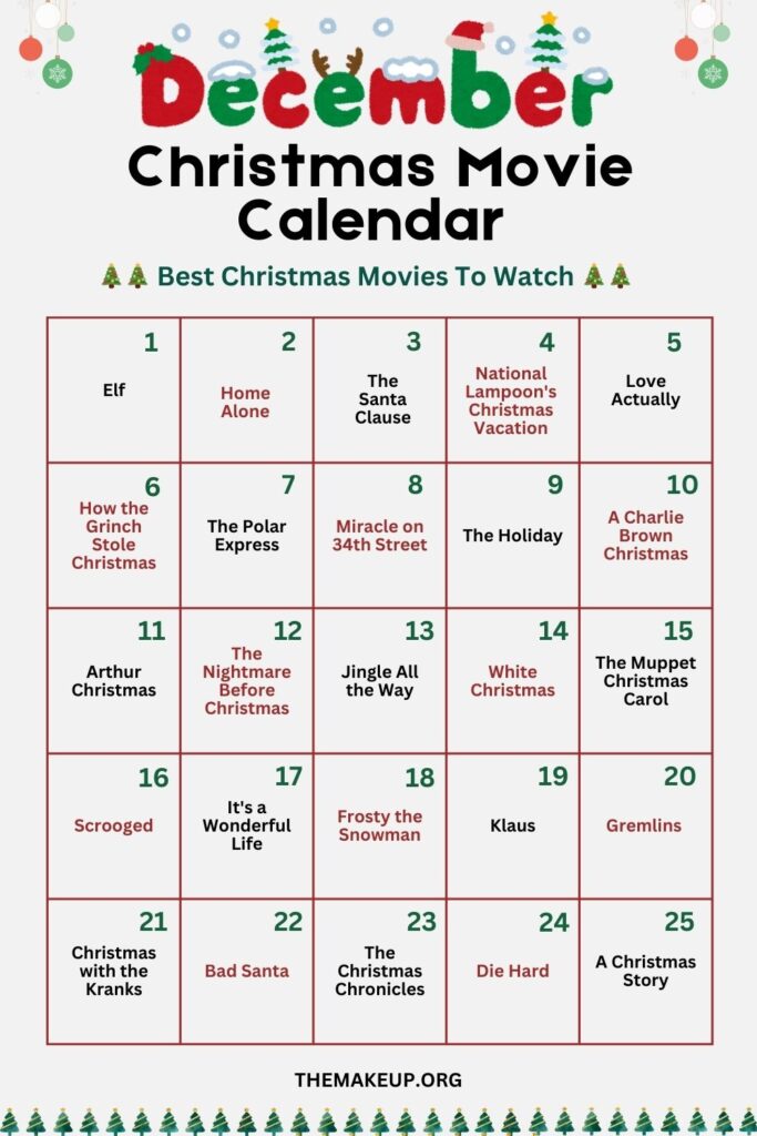 December movie calendar