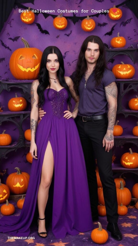 Purple halloween couple costume 