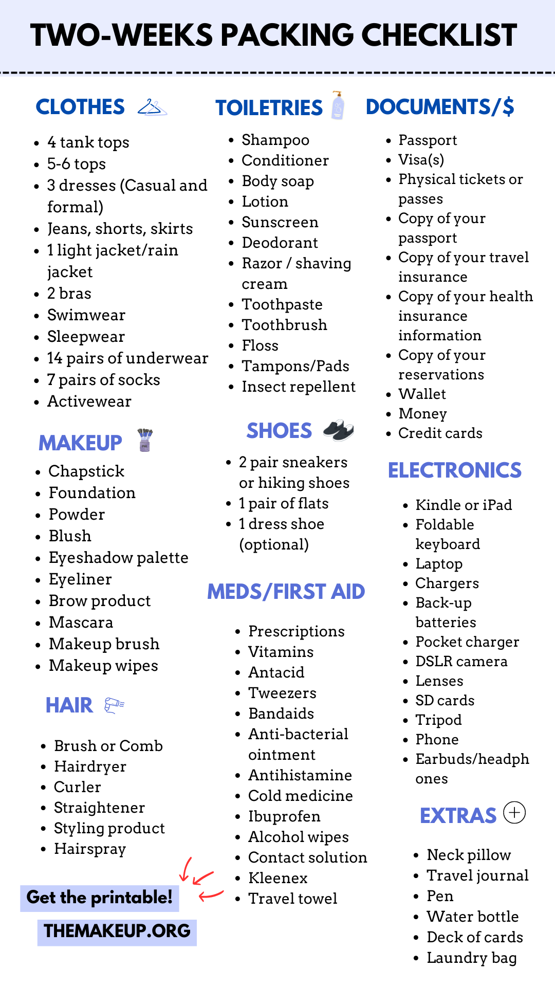 The Only TwoWeek Packing List Checklist You’ll Need [With Printable