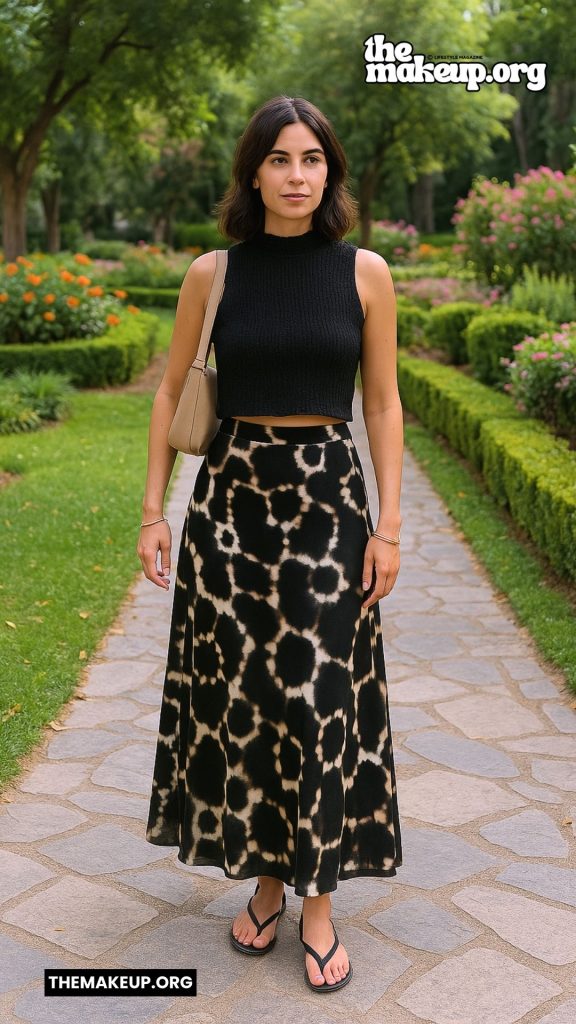 Black Top Print Skirt