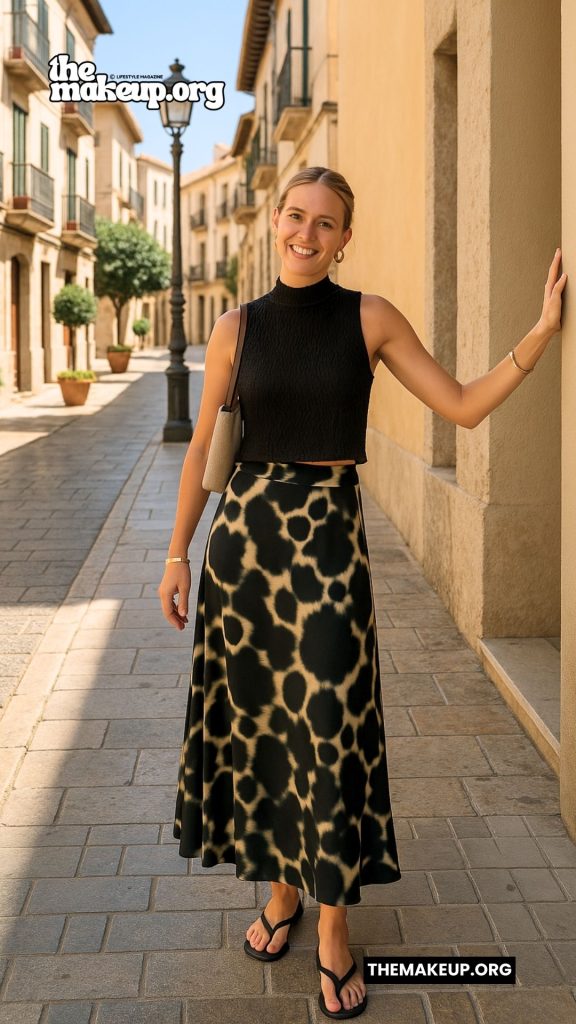 Black Top Animal Skirt - Spain urban summer outfits