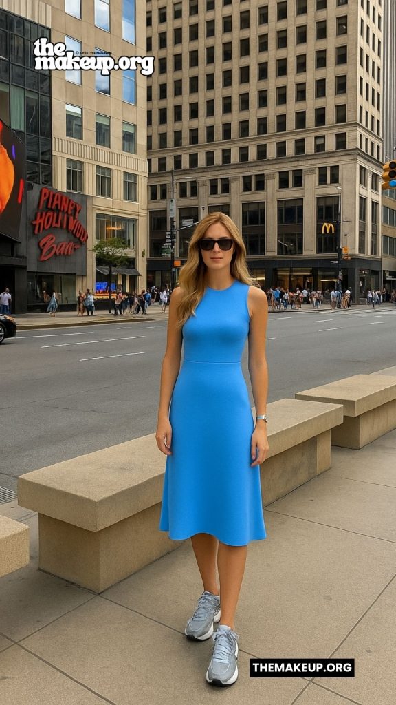 Blue Dress Grey Sneakers — NYC Summer Style