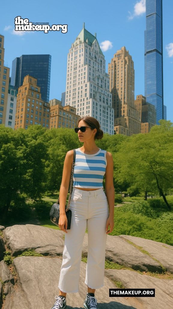 Striped Tank White Jeans Outfit — Central Park Summer Look