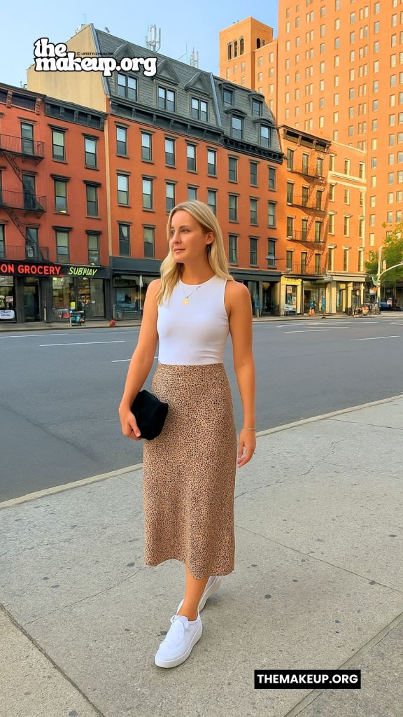 Leopard Skirt White Tank — NYC Summer Outfit