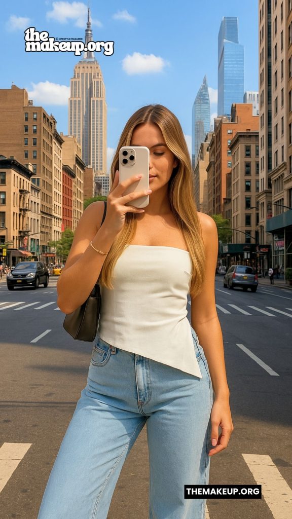 off-Shoulder Top With Jeans — Empire State Summer Outfit