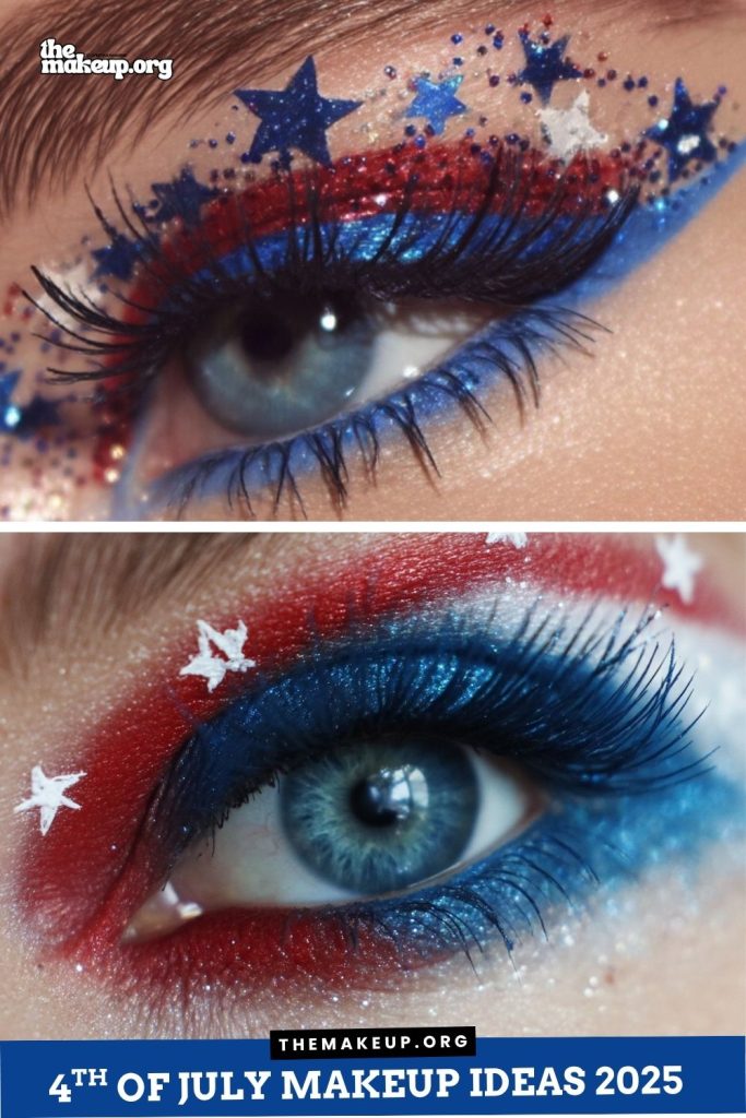 Blue, red and white makeup 4th of July 