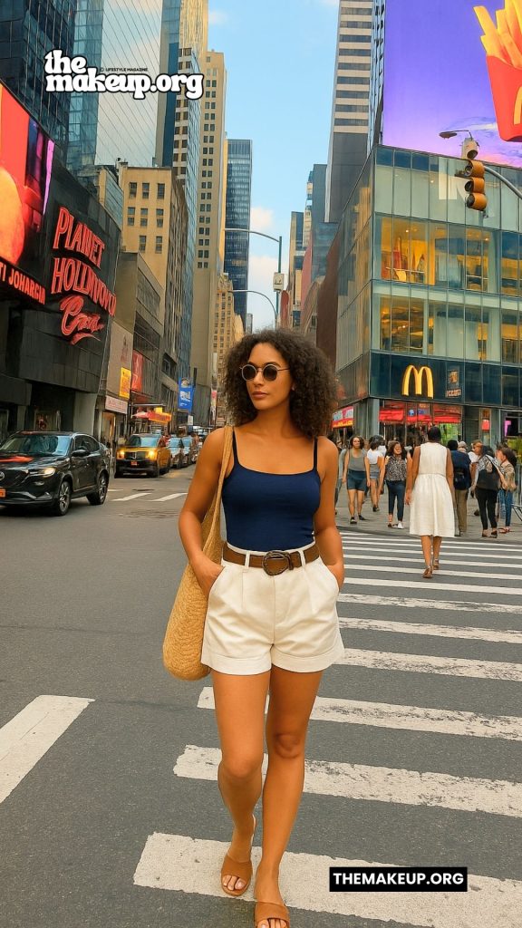 Navy Tank Cream Shorts — NYC Summer Style