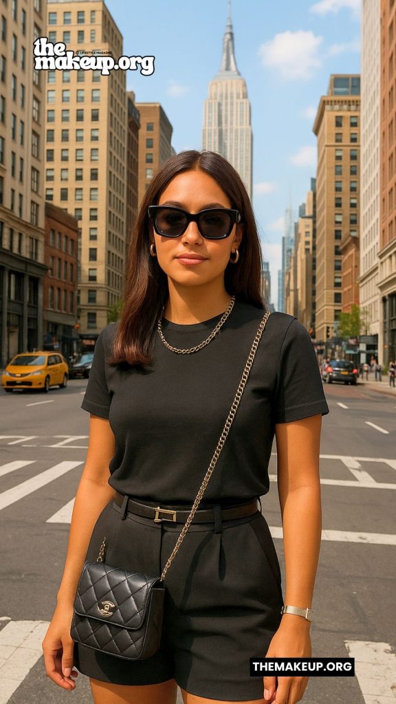 Black Tee With Tailored Shorts — NYC Summer Fashion Look