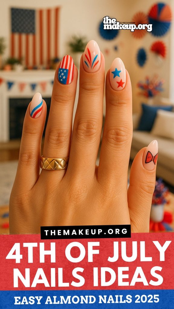subtle 4th of July nails
