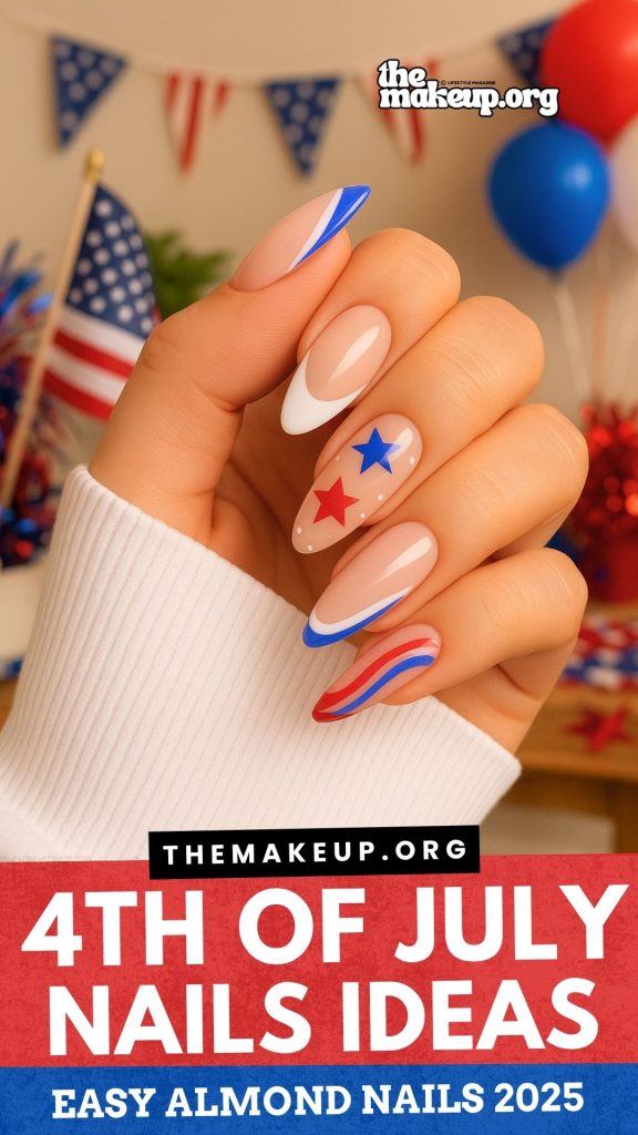 4th of July nails french tip