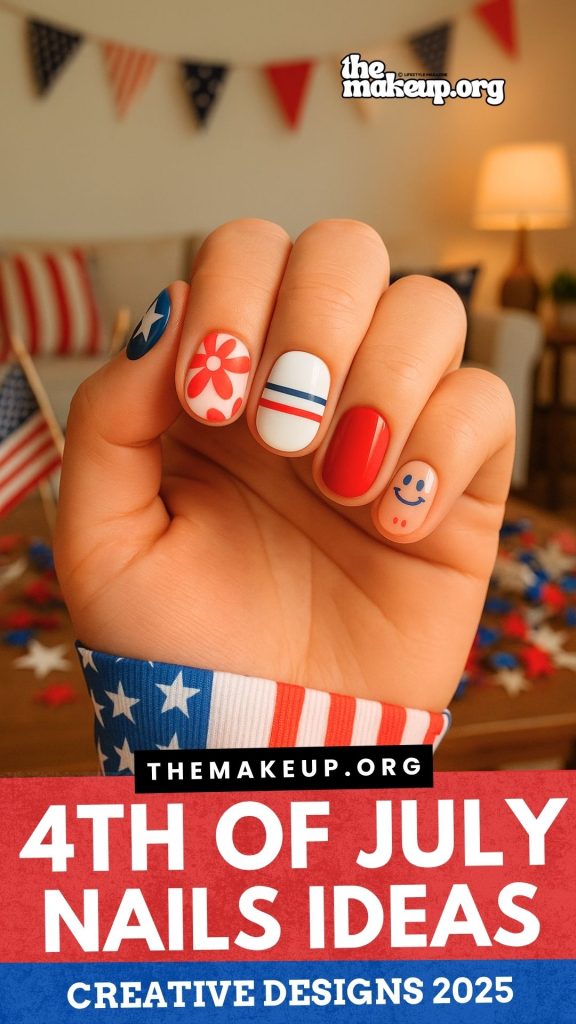 4th of July painted nails