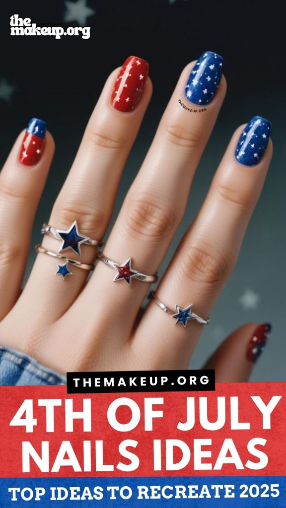 4th of July nails blue stars