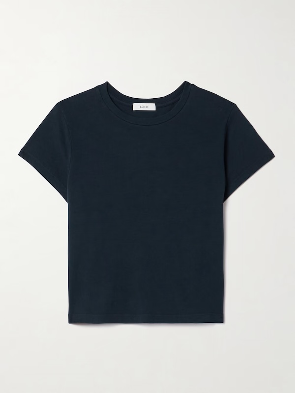 Adine cropped organic cotton-jersey T-shirt