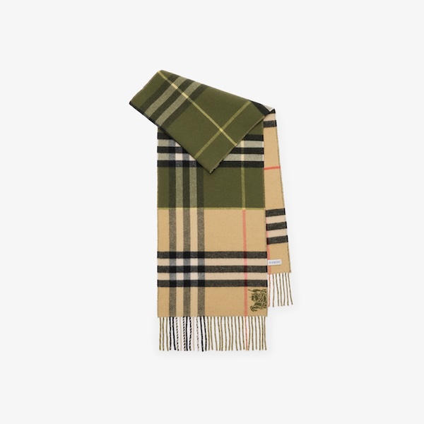 Contrast Check Cashmere Scarf
