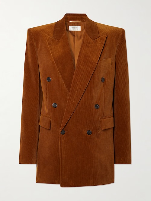 Double-breasted cotton-corduroy blazer