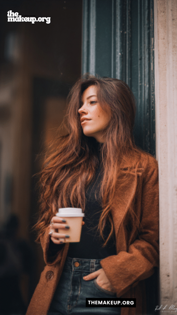 Warm Espresso Tones With Classic Denim Textured waves