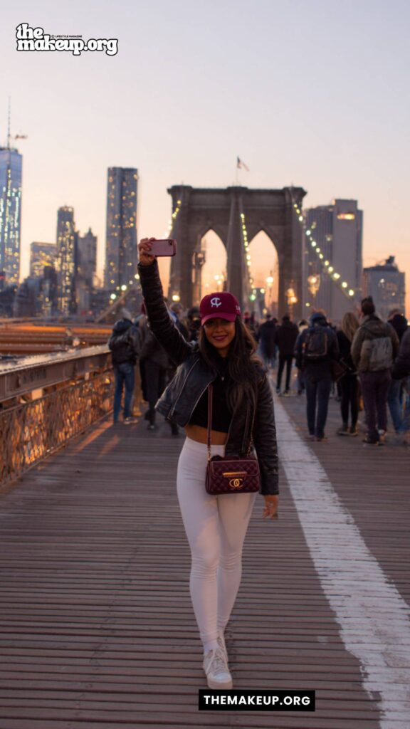 Leather Jacket and White Leggings — sporty nyc fall bridge outfit