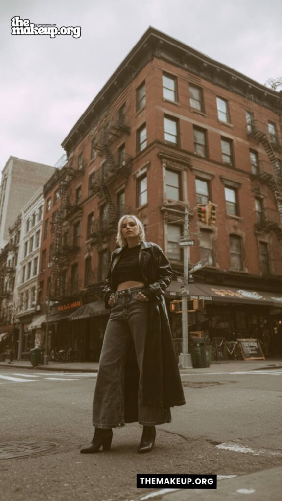 Black Trench and Wide Jeans — edgy street style in nyc fall