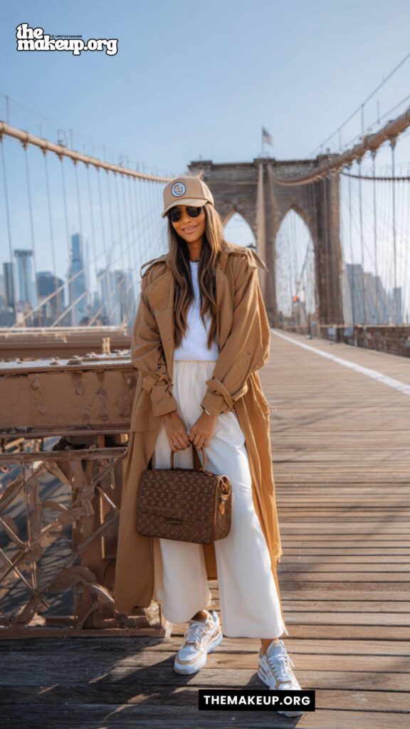 Neutral Tones on Brooklyn Bridge — minimalist nyc fall style