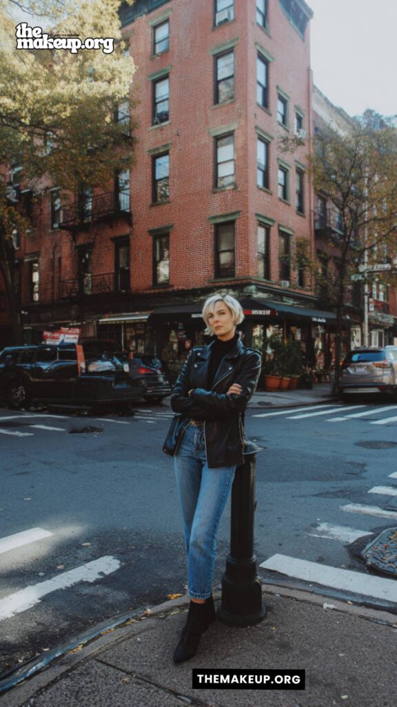 Leather Jacket and Rolled Denim — cool nyc street style look