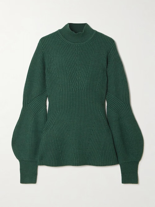 Ribbed wool peplum sweater
