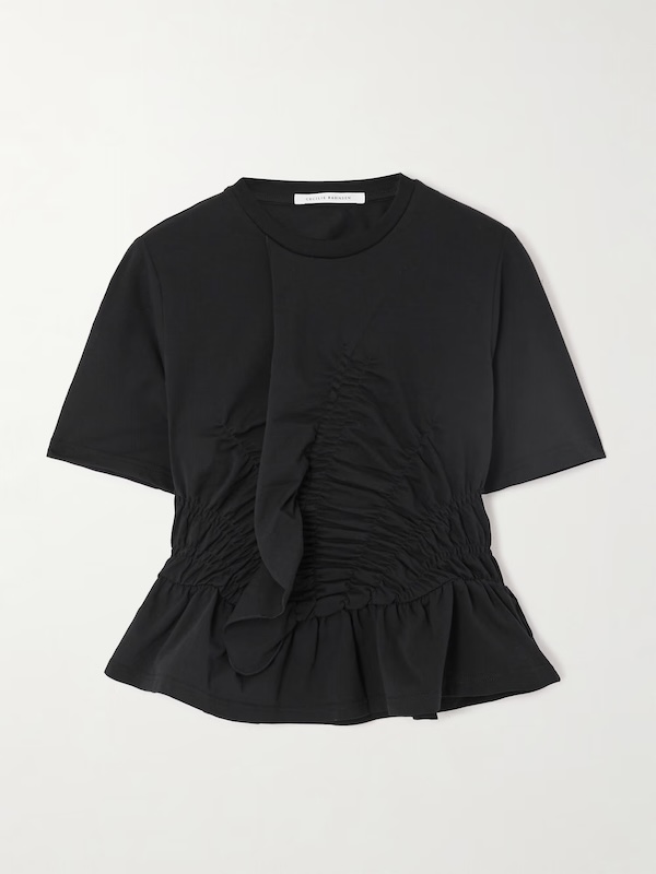 Ruched stretch-cotton jersey T-shirt