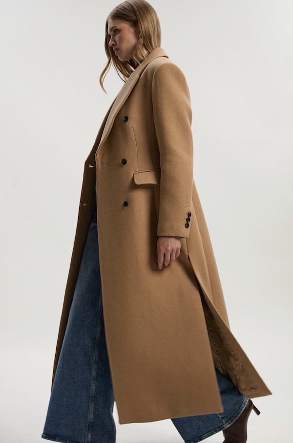 Wool Double Breasted Tailored Maxi Coat