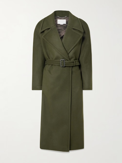 Belted double-breasted wool coat