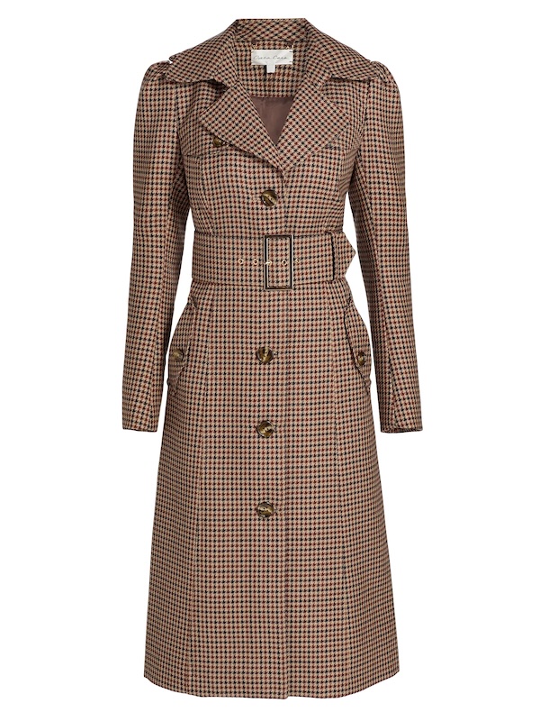 Charlie Houndstooth Wool Trench Coat