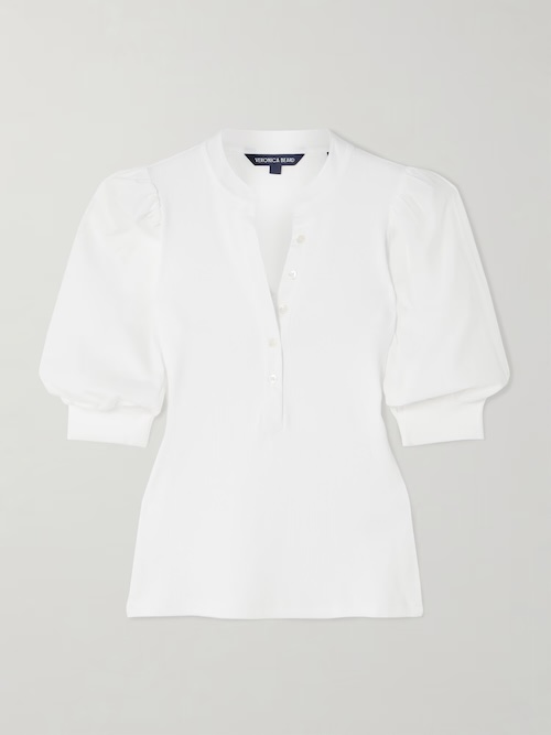 Coralee poplin and ribbed top