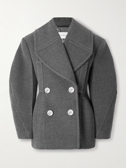 Double-breasted wool and silk-blend coat