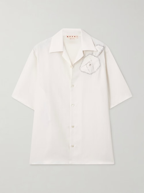 Embroidered appliquéd poplin shirt