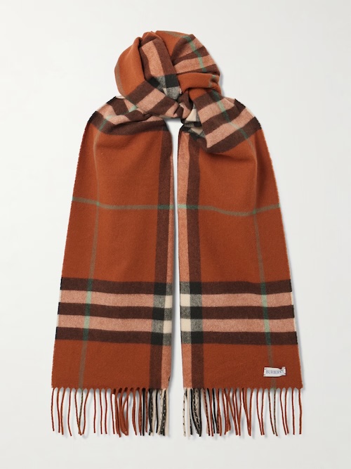 Fringed checked cashmere scarf Fringed checked cashmere scarf