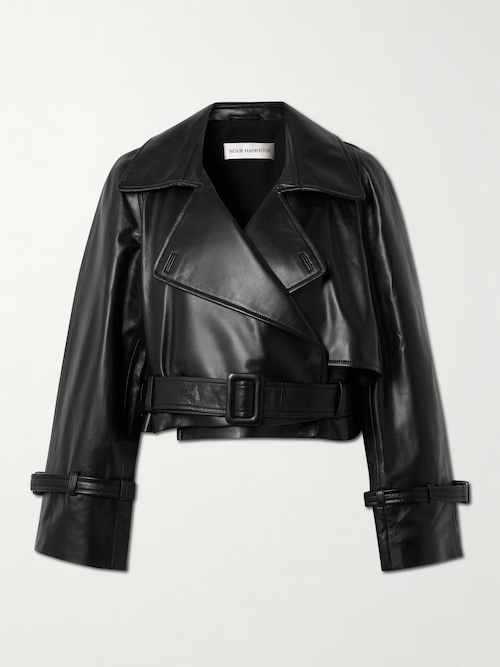 Hatti cropped belted leather jacket