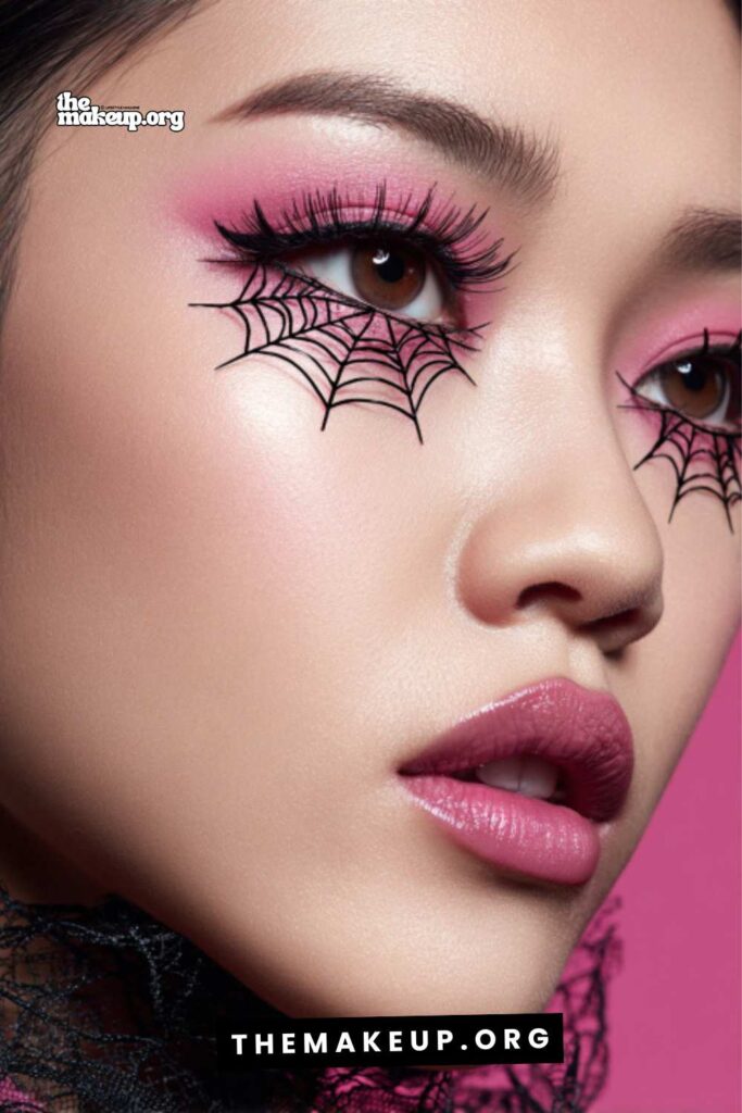 pink spider halloween makeup