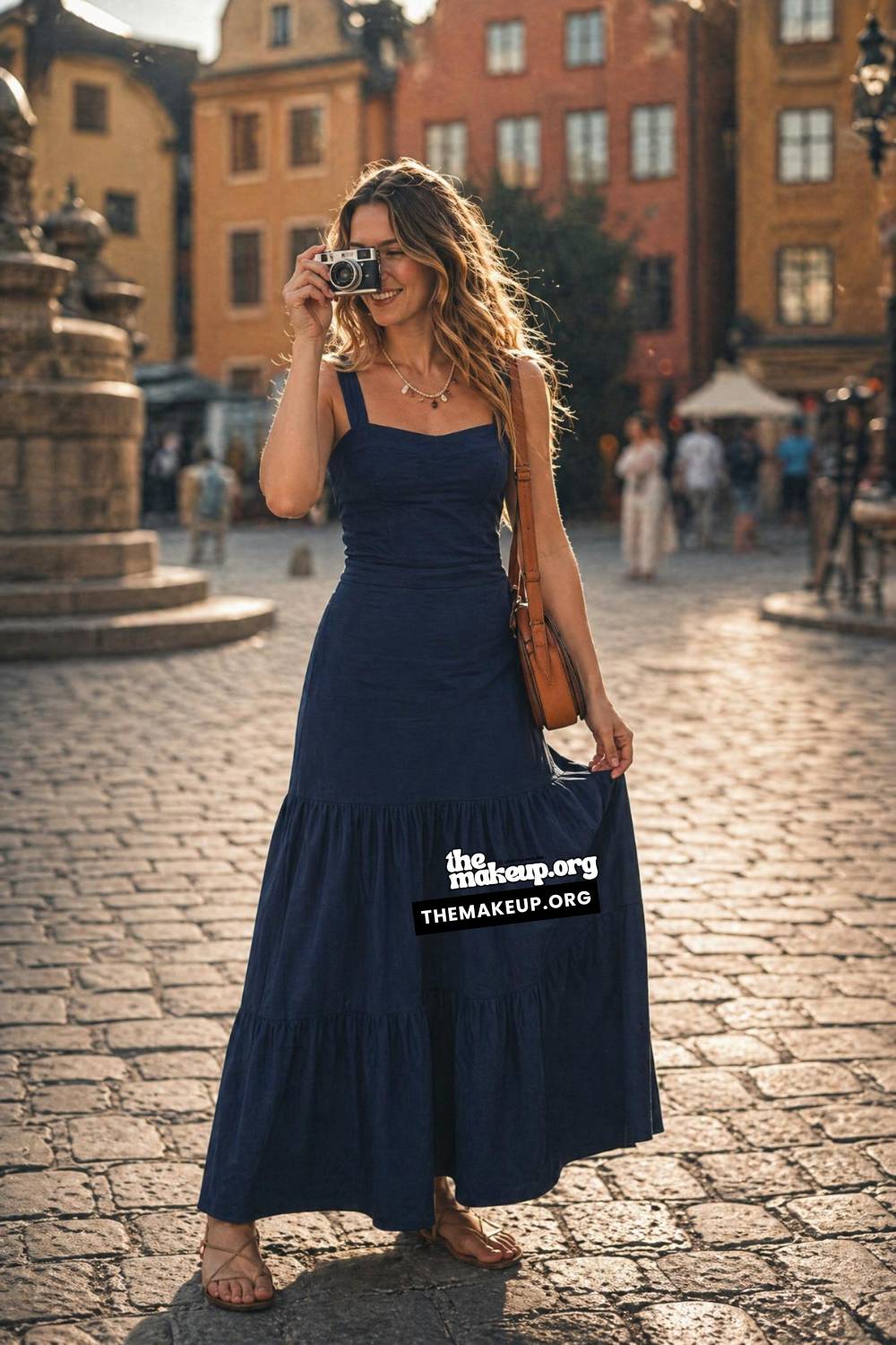 Navy Sundress For Cobblestone Strolls | Europe Travel Outfit Ideas