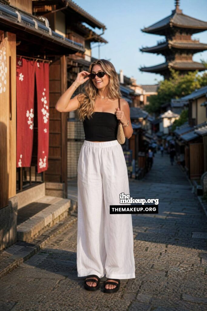 Ideas For What To Wear Japan — Wide White Trousers For Japan