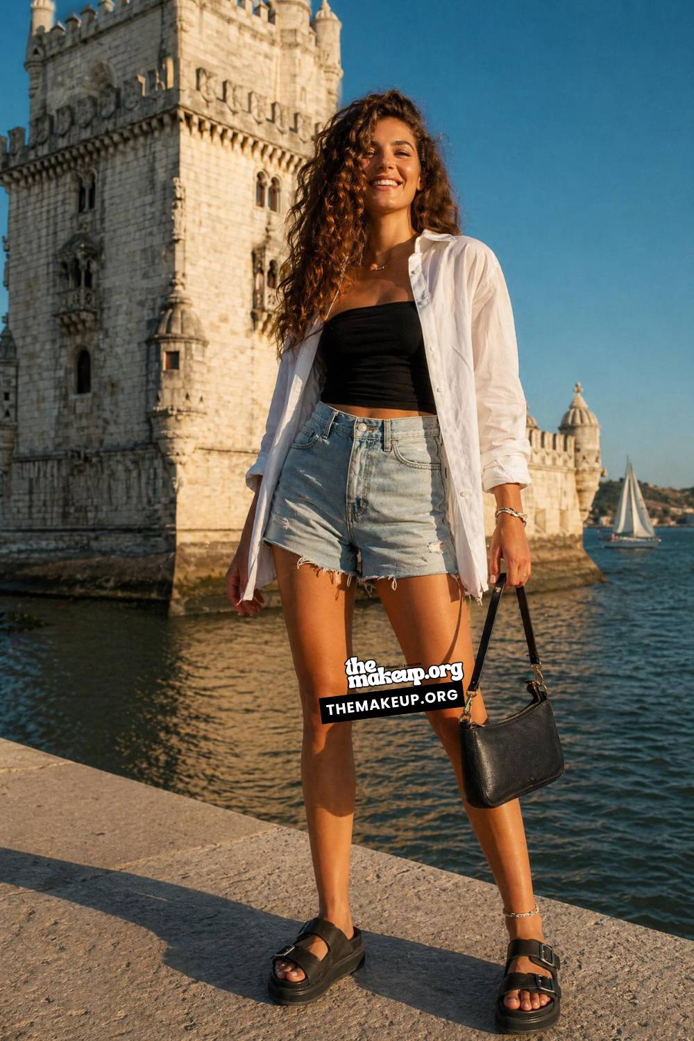 Lisbon Summer Clothing Ideas — Black Bandeau And River Breeze