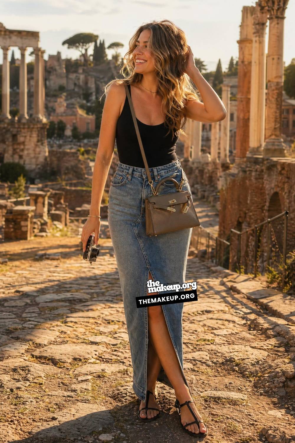 Packing List For Rome Summer — Denim Maxi Skirt For Sunsets