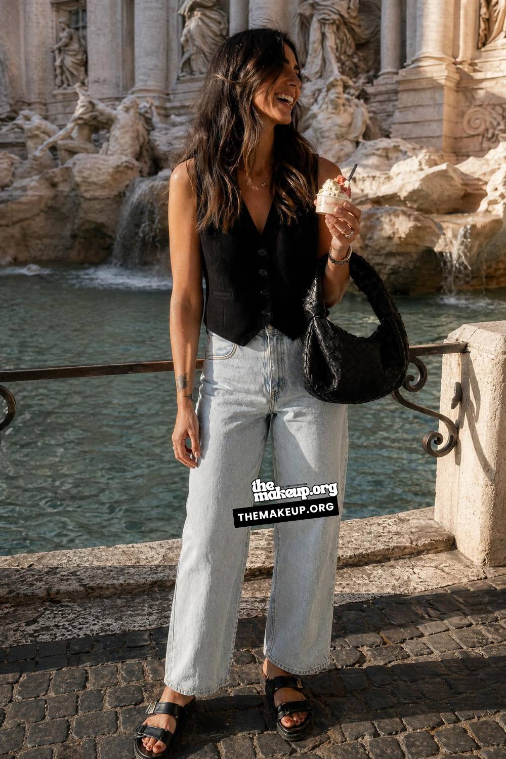 What To Wear In Europe Summer — Buttoned Vest And Relaxed Denim