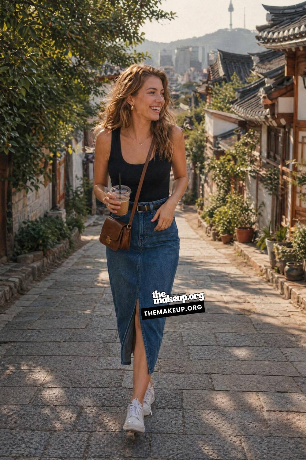 Asia Summer Outfit Inspiration — Denim Midi Skirt For Seoul Streets