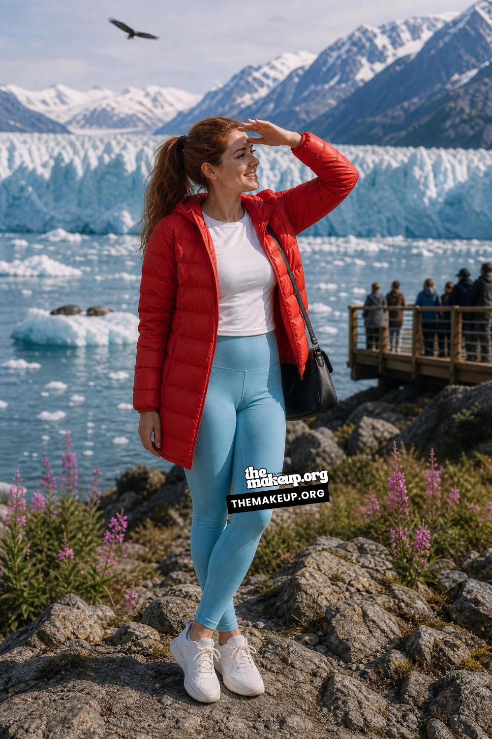 Red Puffer With Glacier Brights | Cool Climate Cruise Outfit Ideas