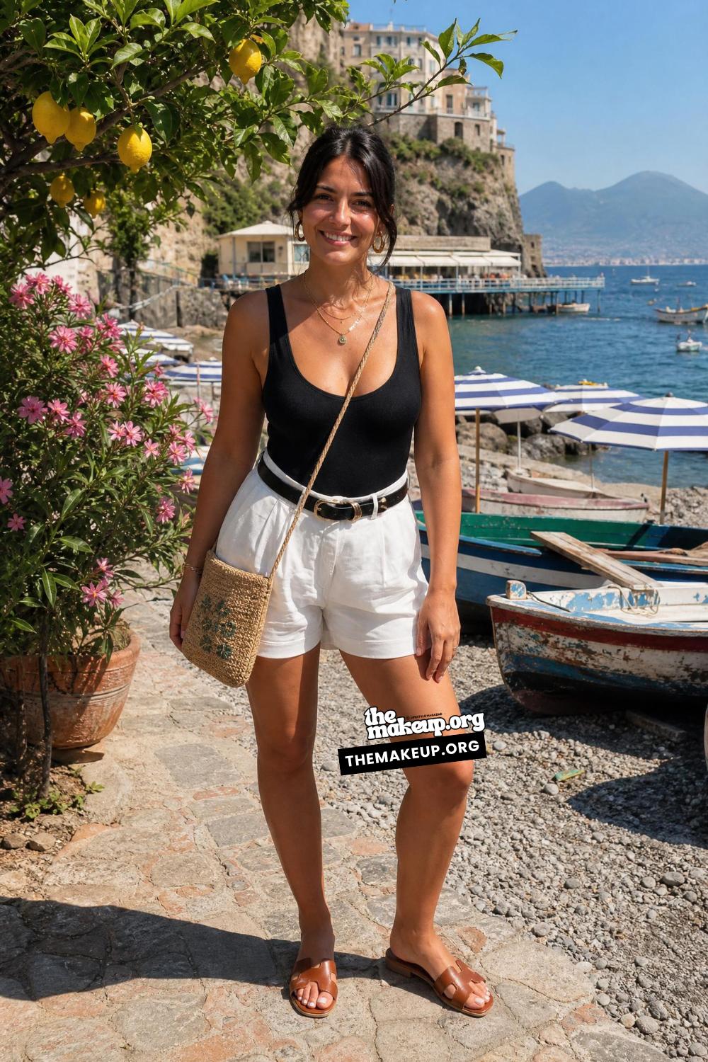 Italy Destination Outfit Inspiration — High Rise Shorts For Italy Sun