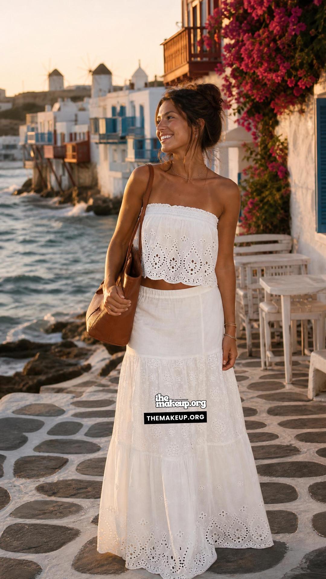 White Eyelet Set For Mykonos | Mykonos Trip Style Guide