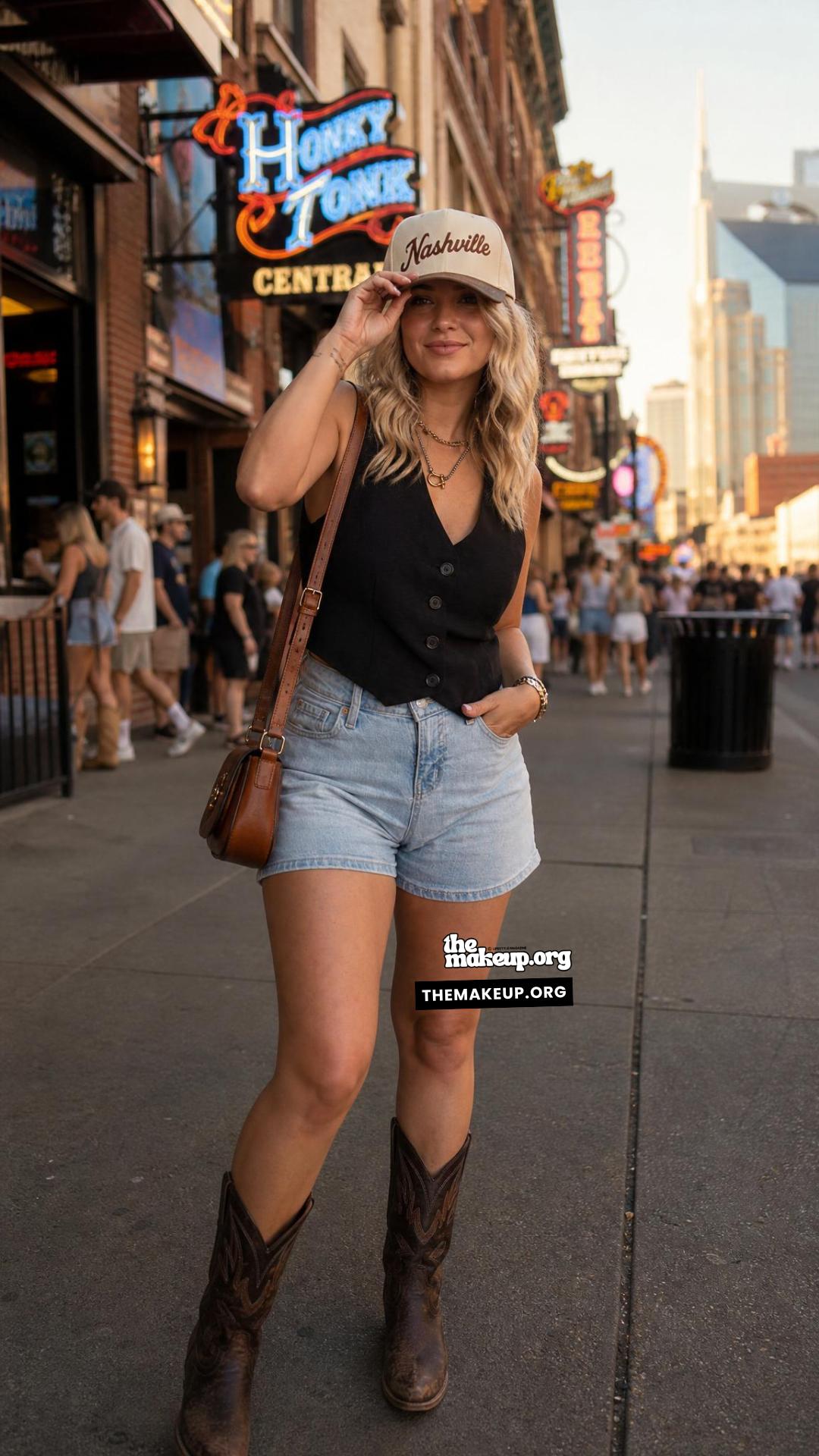 Nashville Vacation Looks — Vest And Cutoffs On Broadway