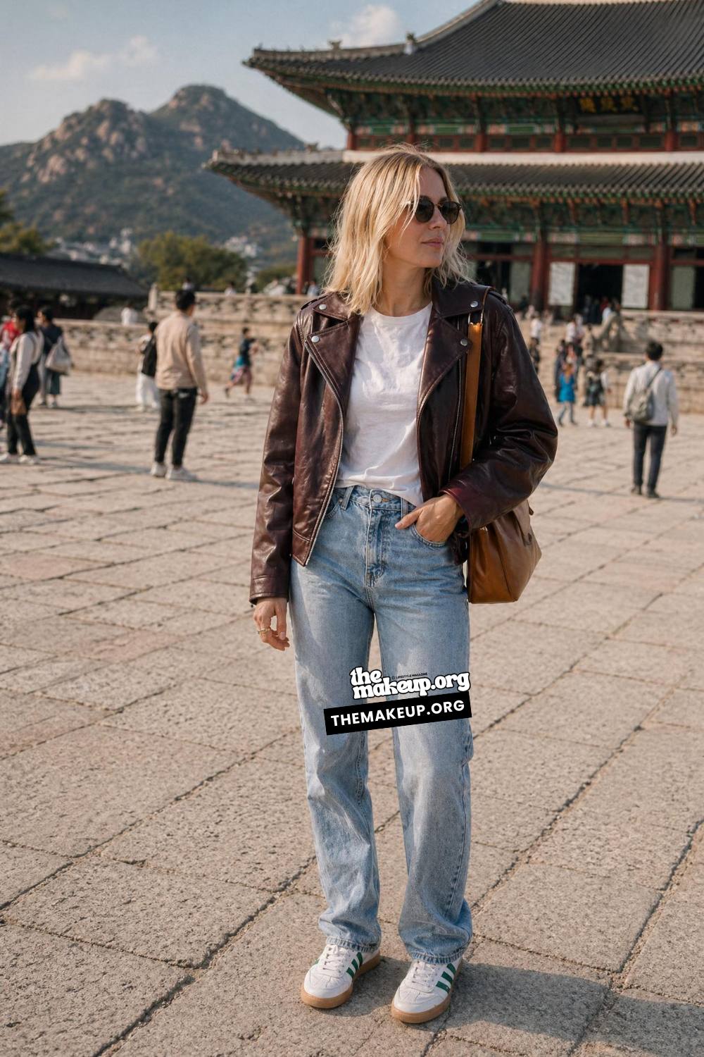 Outfit Inspiration For Korea Summer — Brown Moto Jacket For Seoul Summer