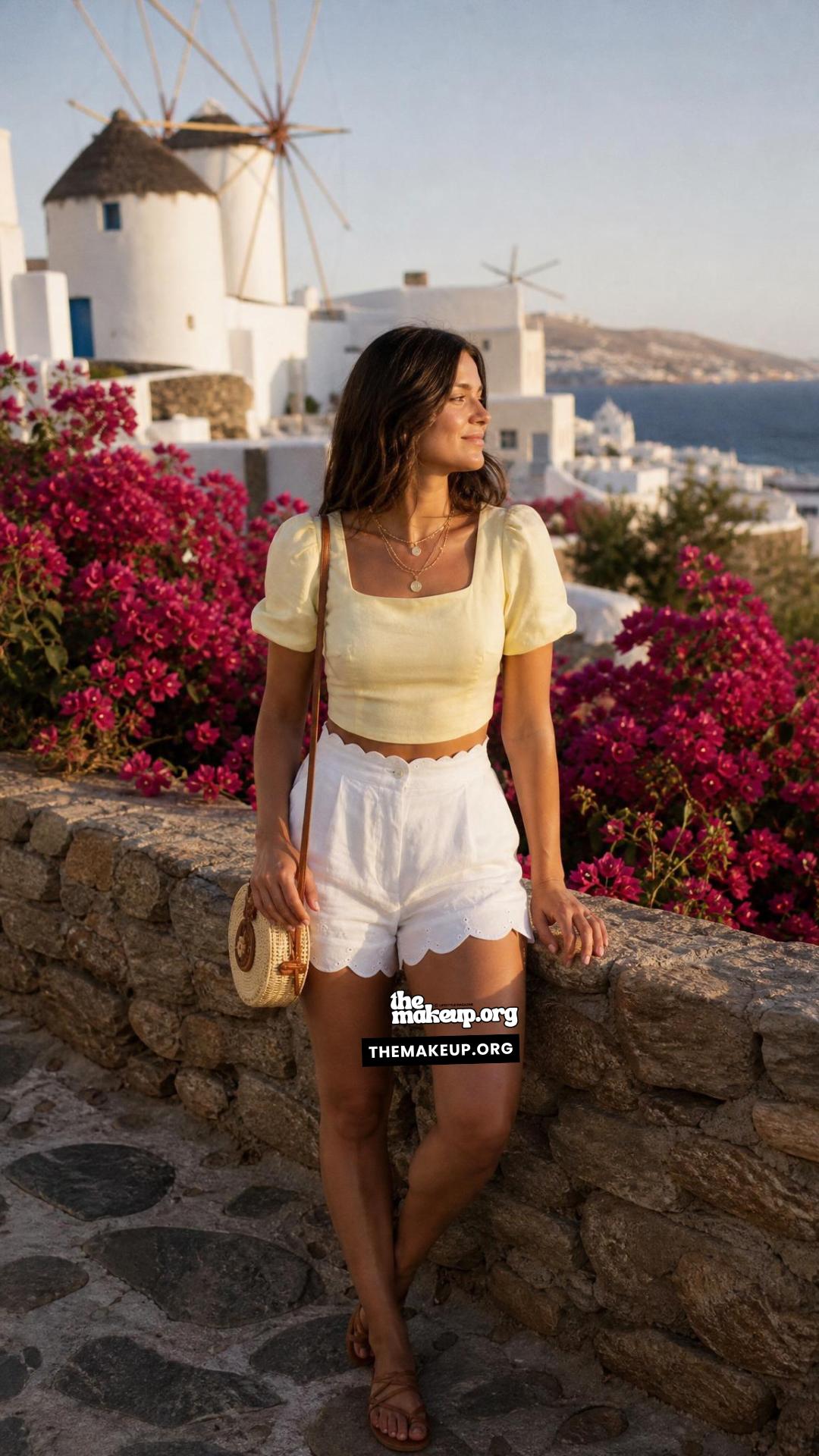 Yellow Crop And Scalloped Shorts | Packing List For Mykonos