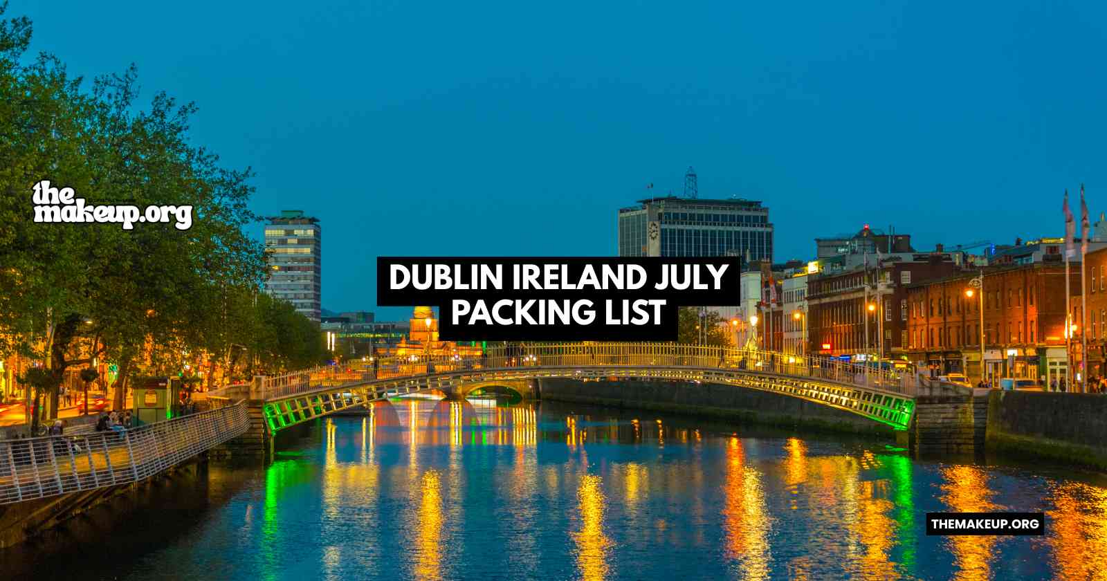 Women's packing essentials laid out for a Dublin Ireland trip in July, including layers and rain gear