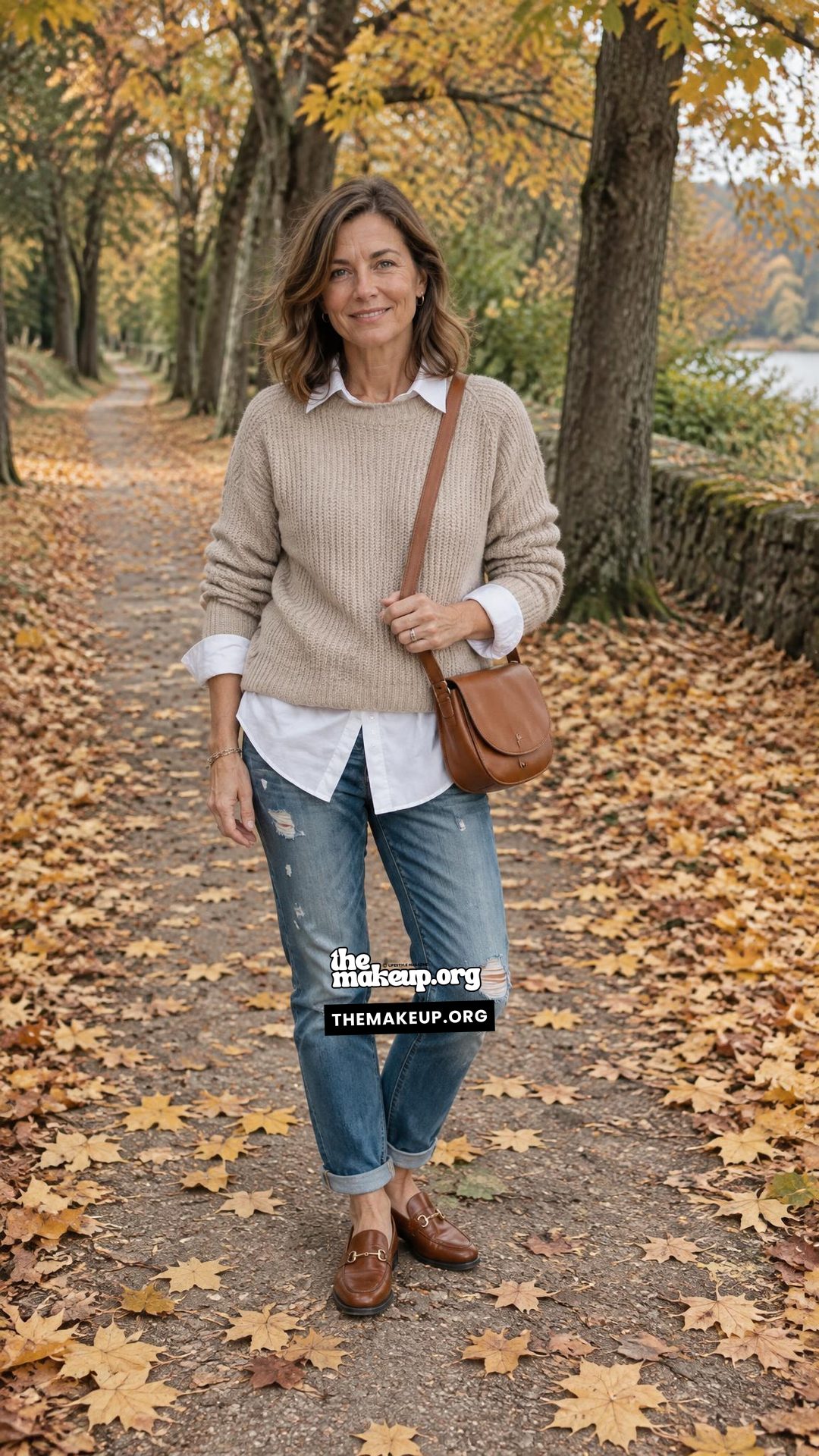 Knit Sweater And Collared Shirt Style For An Autumn Holiday